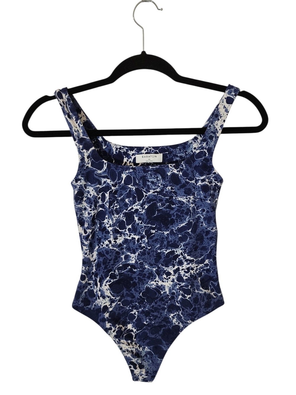 Aritzia Babaton Bodysuit Blue White Marble Print XS